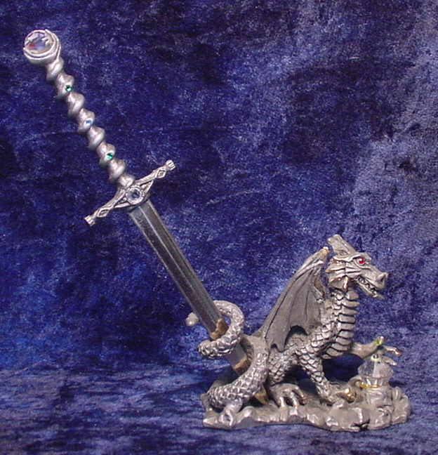 Pewter Dragon with Athame Dagger