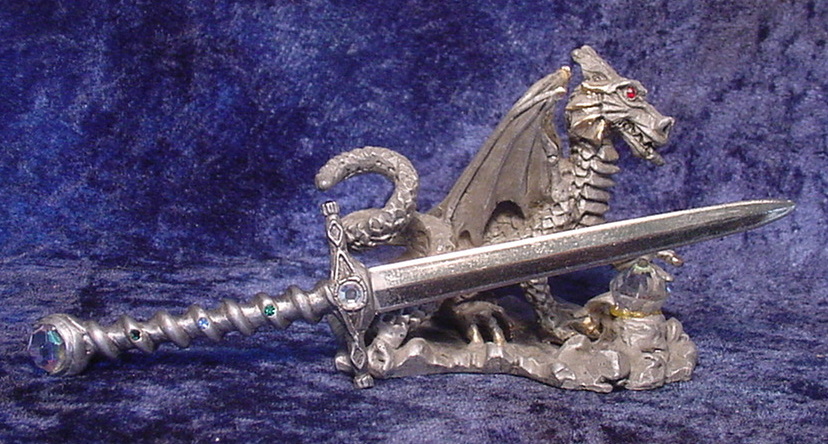 Pewter Dragon with Dagger