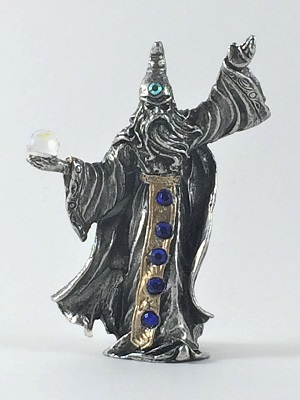lead free pewter sorcerer with bat figurine #74 