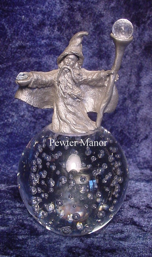 Spoontiques Pewter Wizard on Glass Ball