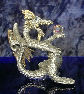 Cobalt Blue Tarot Box with Pewter Dragon